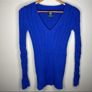 American Eagle Cable Knit Royal Blue V-neck Sweater Size Small
